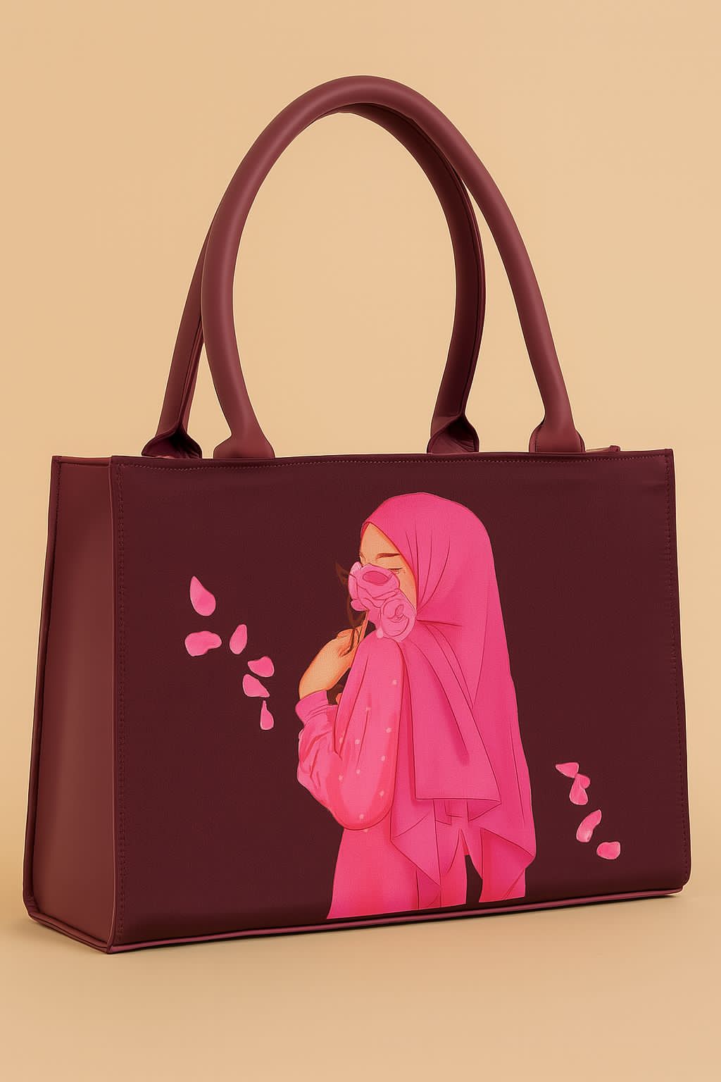 High Quality Canvas Tote Bag With Hijab Girl